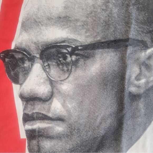 Malcom X 1925 - 1965 Shirt Mens Large  Beige Short Sleeve Graphic Black History - Picture 4 of 12